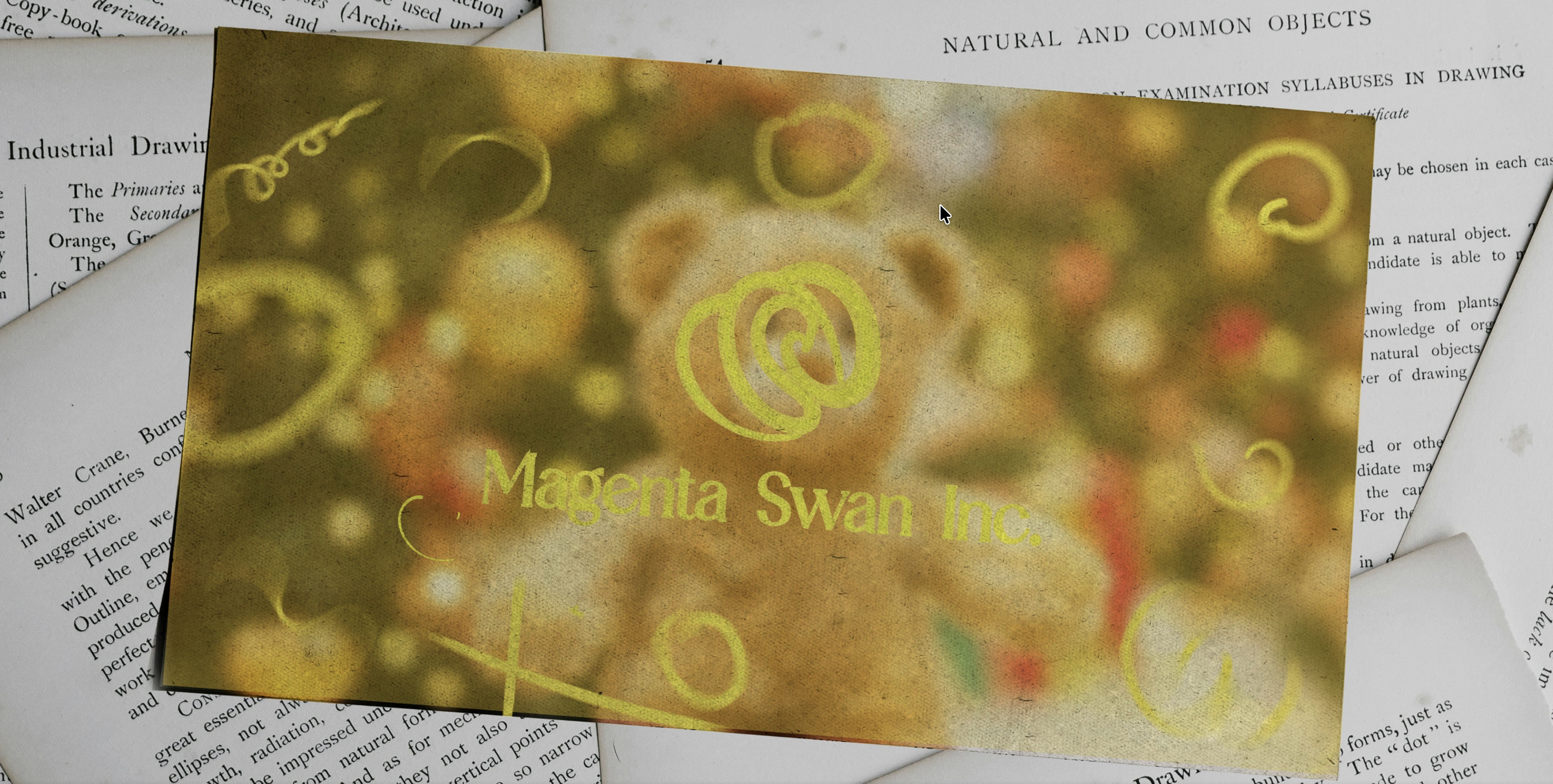Magenta Swan stuffed animal mascot logo